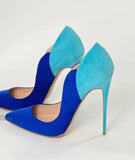 Mixed Colors Suede Leather Pump Pointed Toe High Heels Shoes