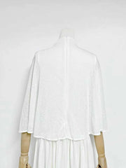 Chiffon Maxi Dress with Cape Sleeves and Jewel Buckle
