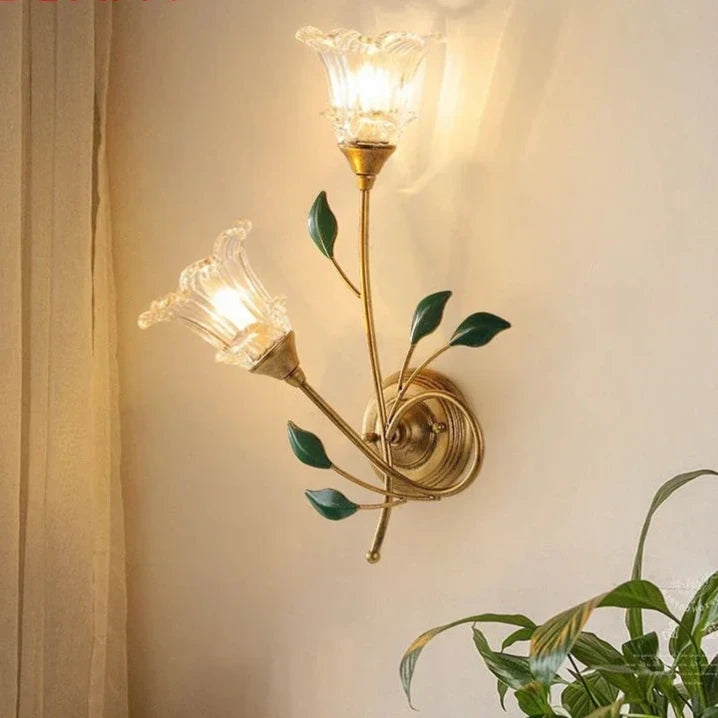  Contemporary Wall lamp French Pastoral LED Creative Flower Living Room Bedroom Corridor Home Decoration Golden Atelier 2