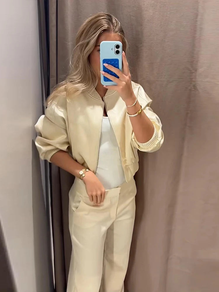 Ribbed hem bomber jacket, side profile