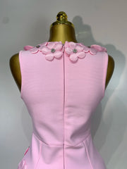 3d Flower Detail V-Neck Sleeveless Bandage Mini Gown