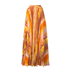 Balloon Sleeve Square Neck Cutout Bodysuit and Print Maxi Skirt Set