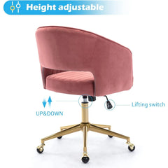Swivel Velvet Desk Chair With Gold Base