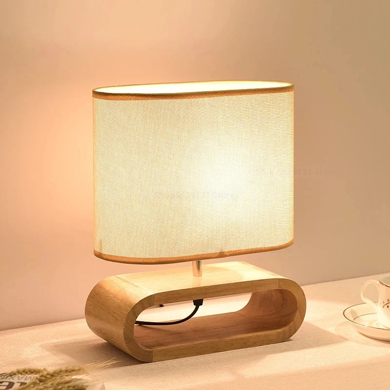 Solid Wood Table lamp Art Decor LED Lighting Fixture