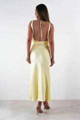 Ruched Cowl Neck Sleeveless Maxi Dress