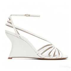 Cross Tied Strappy Wedge Heel Sandals