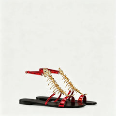 Fishbone Embellished Flat Sandals