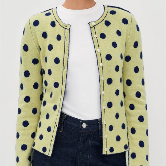 Lime polka dot button front cardigan