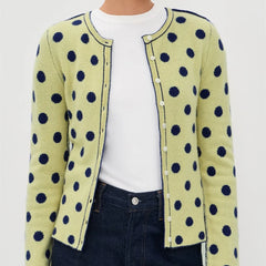 Lime polka dot button front cardigan