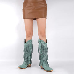Fringe Pointed Toe Western Boots