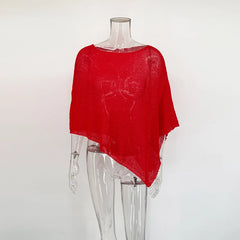 Asymmetrical Knit Shawl Top