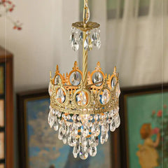 A luxurious living room adorned with a French crystal chandelier, creating a warm and inviting atmosphere. B