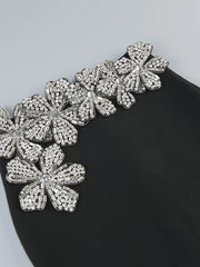 Flower Embellished Turtleneck Top and Skirt Set