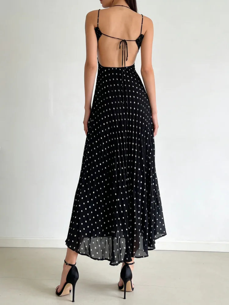 Polka dot cutout maxi dress back view