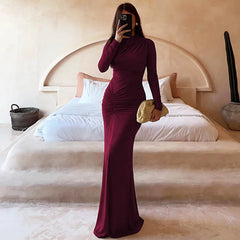 Turtleneck Long Sleeve Maxi Dress