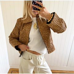 Faux Fur Spotted Print Jacket