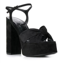 Velvet Knot Platform Slingback Heels