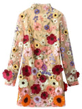 Flower Embroidery Long Sleeve Applique Mini Dress