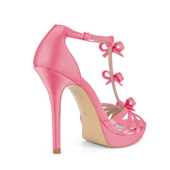 Satin Bow Platform Stiletto Heels