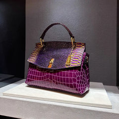 Snake Embossed Satchel Bag