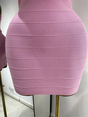 Solid Halter Strap Bandage Mini Dress