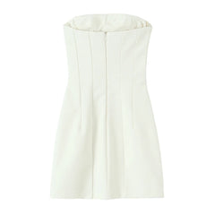White strapless dress on a white background