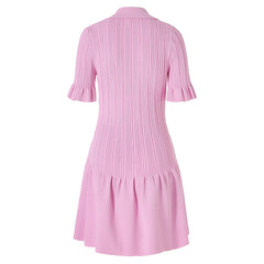 Pink dress with a collar on a white background