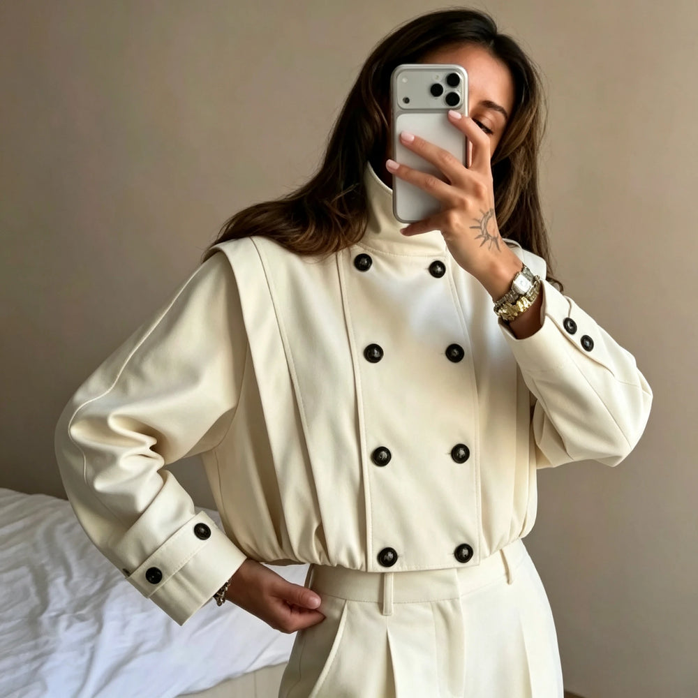 Double Breasted Cropped Jacket