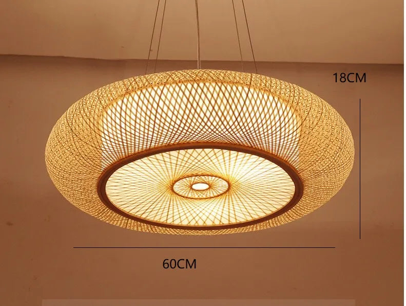 Hand-Knitted Bamboo Led Hanging Light For Home Decor