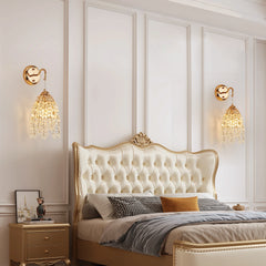 Golden Frame With Crystal Bead String Wall Light.