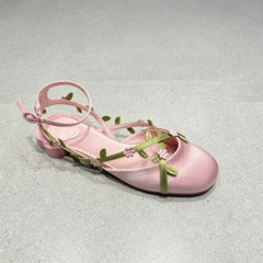 Silk Floral Kitten Heel Sandals