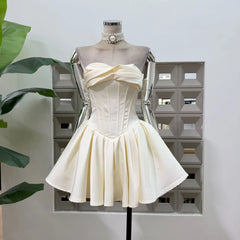 Corset Pleated A-line Strapless Mini Dress