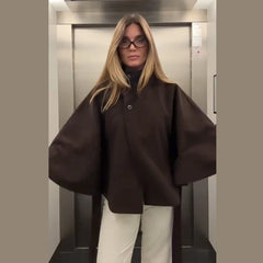Stand Collar Belted Cape Coat