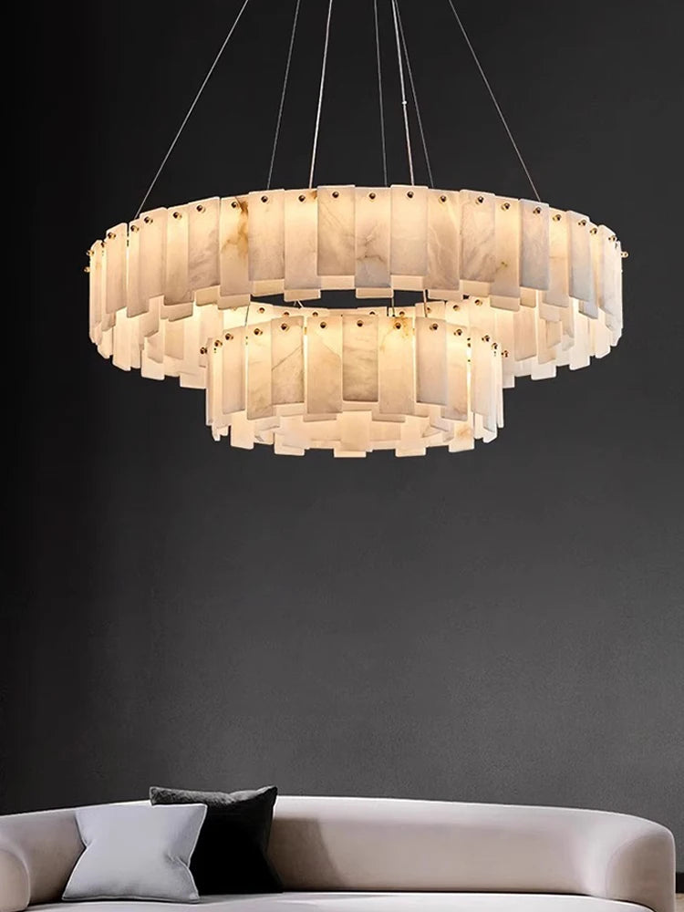 Round Marble Dimmable LED Pendant Light