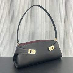 Lock Detail Color-Blocking Shoulder Bag