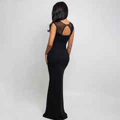 Cap Sleeve Gathered Waist Bodycon Maxi Dress