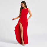 Women Solid Color High Split Maxi Dress