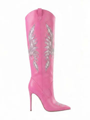 Embroidered Pointed Stiletto Cowboy Boots