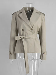 Belted Double Breasted Crop Jacket