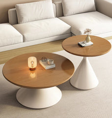 Solid Wood Round Small Cream Style Coffee Table