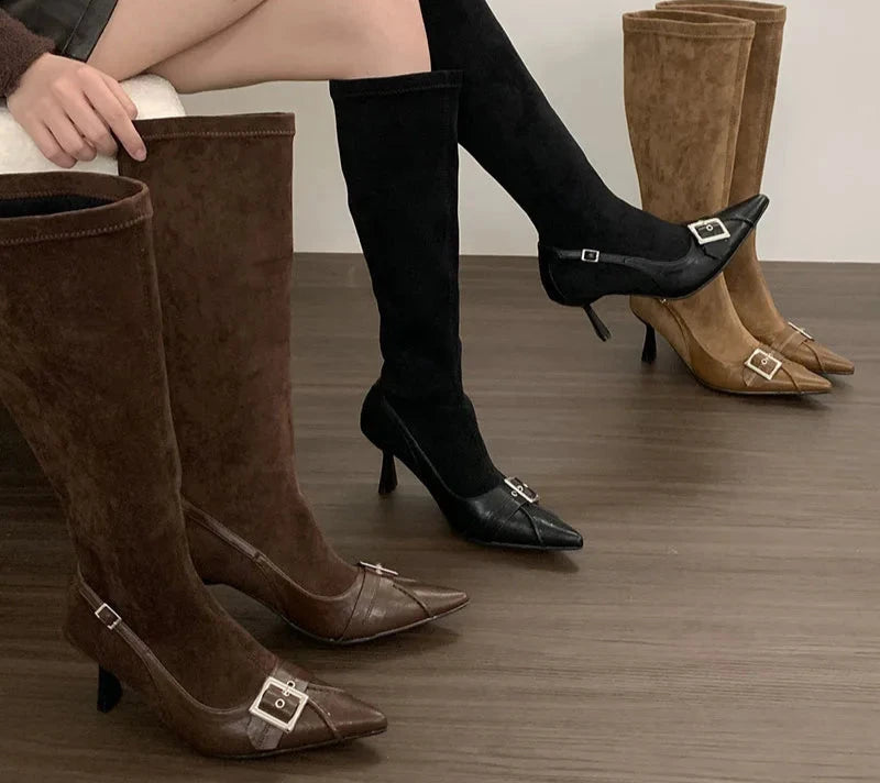 Elastic Knee High Stretch Boots