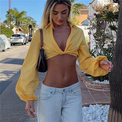 Twist Knot V Neck Crop Top