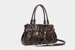 Structured Rivet Lock Shoulder Bag