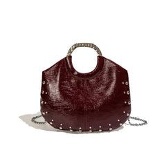 Studded Faux Leather Hobo Bag
