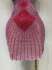Pink Sparkle Embellished Side Cutout Dress