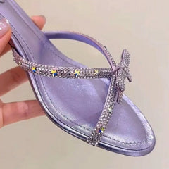 Crystal Bow Embellished Kitten Heel