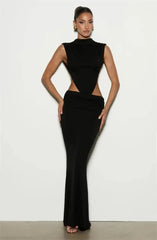 Cutout High Neck Maxi Dress