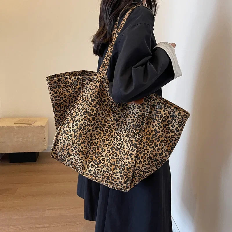 Leopard Pattern Vintage Canvas Shoulder Bag