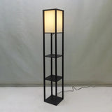 Wooden Lamp With Storage Standing LED Floor Light