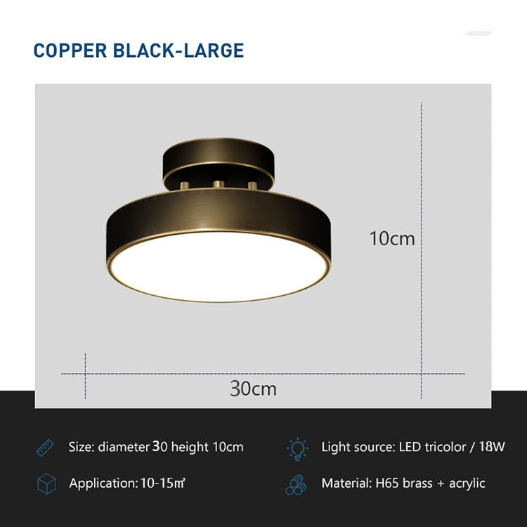LED Round Copper Rotatable Surface Mounted Lighting Fixtures